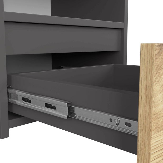 Noční stolek Cincuenta (grafit + dub artisan)