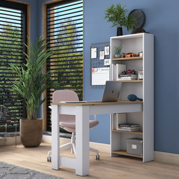 PC stolek Haiti 106 (Bílá + Ořech)