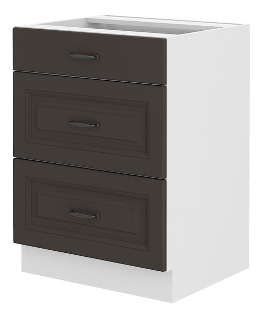 Dolní kuchyňská skříňka Sheila 60 D 3S BB (bílá + grafit)