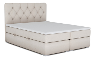 Kontinentální postel 180 cm Ronda (krémová) (s úložným prostorem)