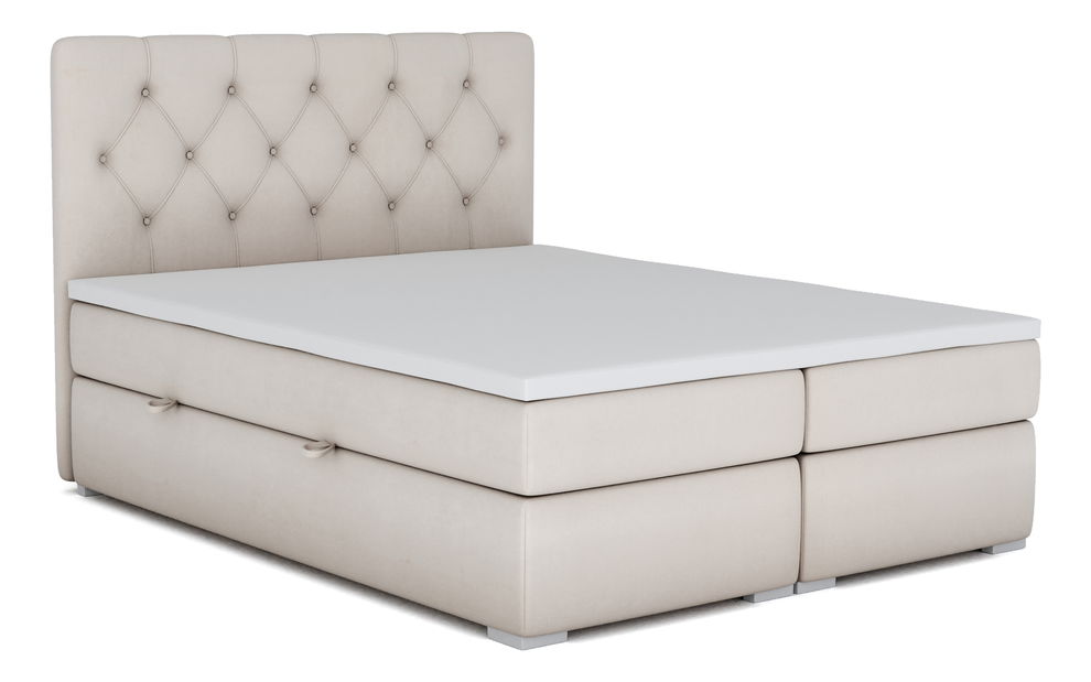 Boxspring postel 140 cm Ronda (krémová) (s úložným prostorem)