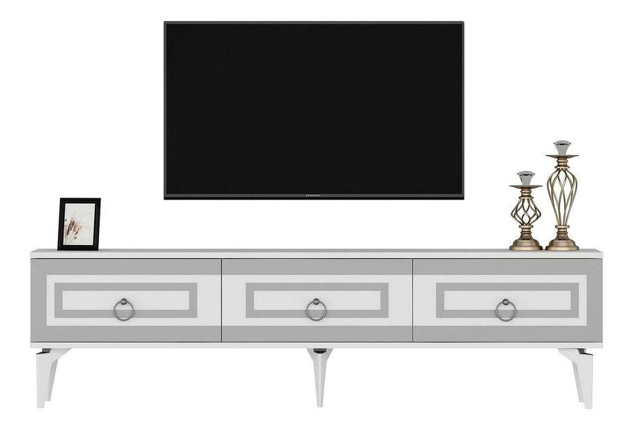 TV stolek/skříňka Pemava 2 (bílá + stříbrná)