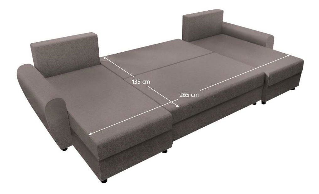 Rohová sedačka ve tvaru U Debiera (béžovošedá) (s úl. prostorem)