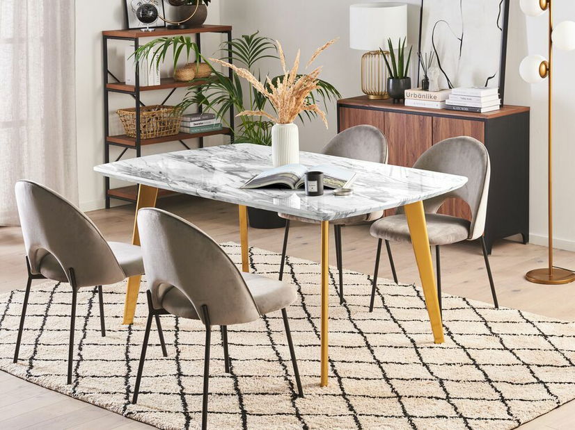Jídelní stůl MATTILDA (šedá + zlatá) (pro 6 až 8 osob)