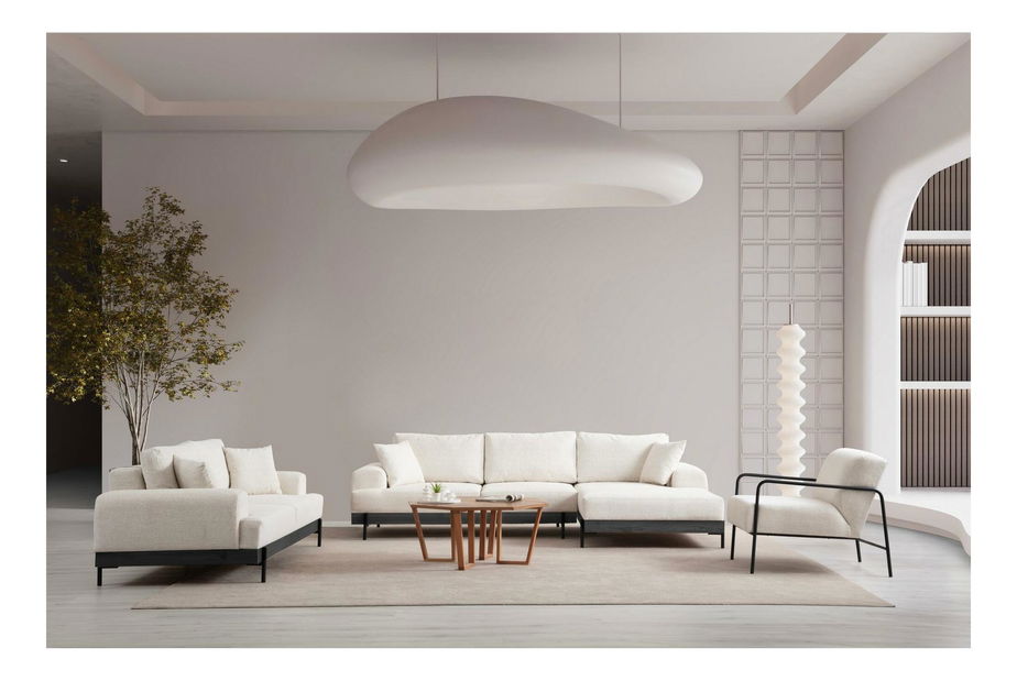 Rohová sedačka Etorella (P) (bílá + černá)