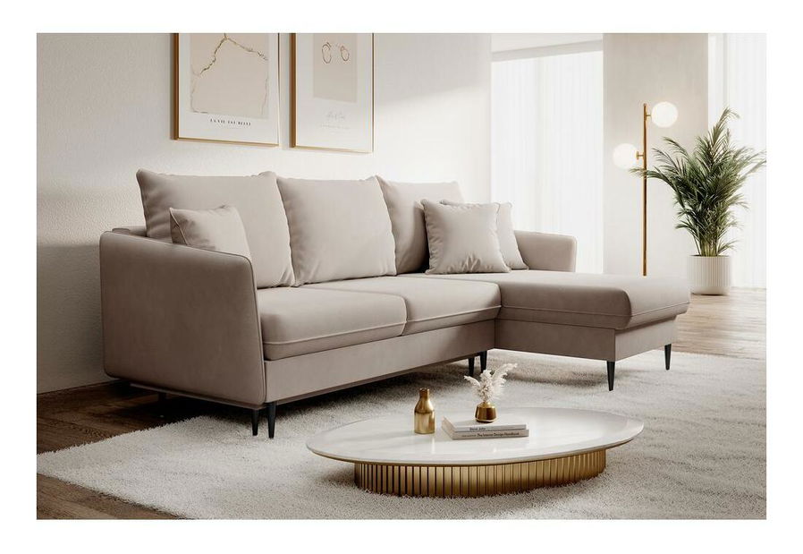 Rohová sedací souprava Vivaldio L (béžová + černá)