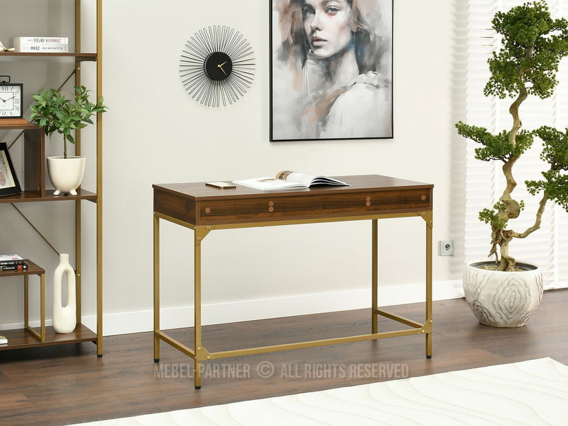 PC stolek Kaplan (ořech + zlatá)