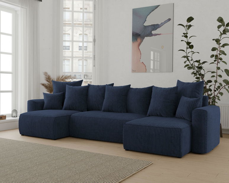 Rohová sedačka Denia U (tmavě modrá) (L)