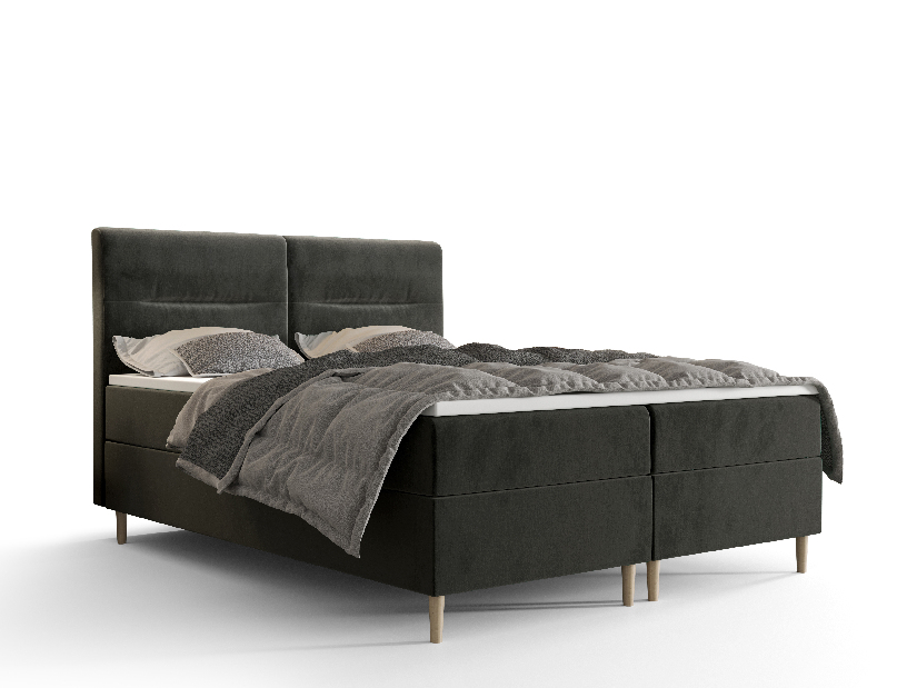 Manželská postel Boxspring 180 cm Saruta (tmavě šedá) (s matrací a úložným prostorem)