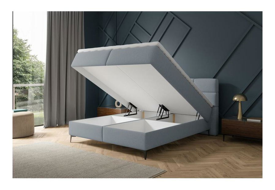 Manželská kontinentální postel cm Riviera (s roštem a matrací) (s úl. prostorem) (grafit + černá)