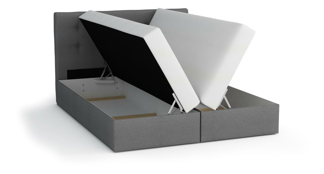 Manželská postel 160 cm Boxspring Marion Comfort (hnědá + světle šedá) (s roštem a matrací)