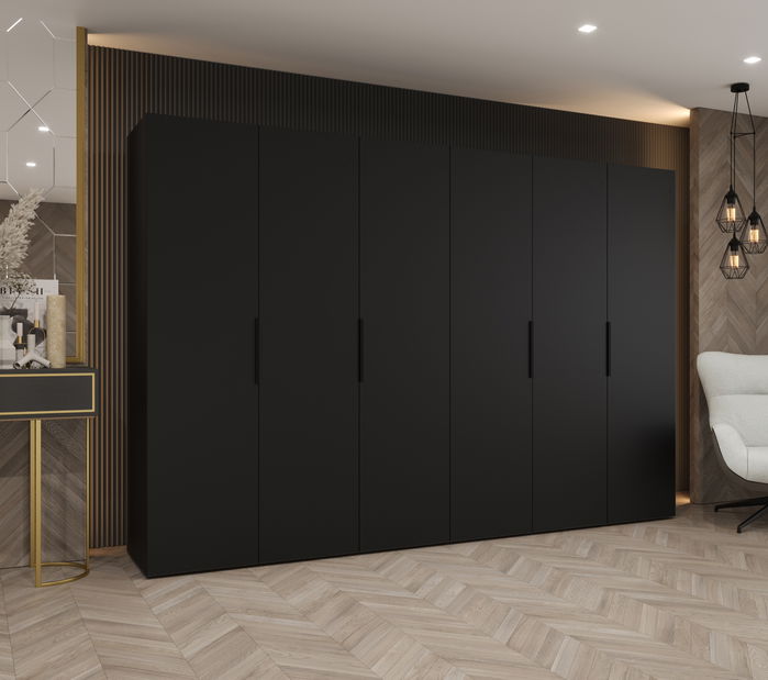 Šatní skříň 300 cm Mirabella 1 (černá + černá)