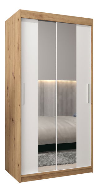 Šatní skříň 100 cm Toki 1 (Dub artisan + Bílá matná)
