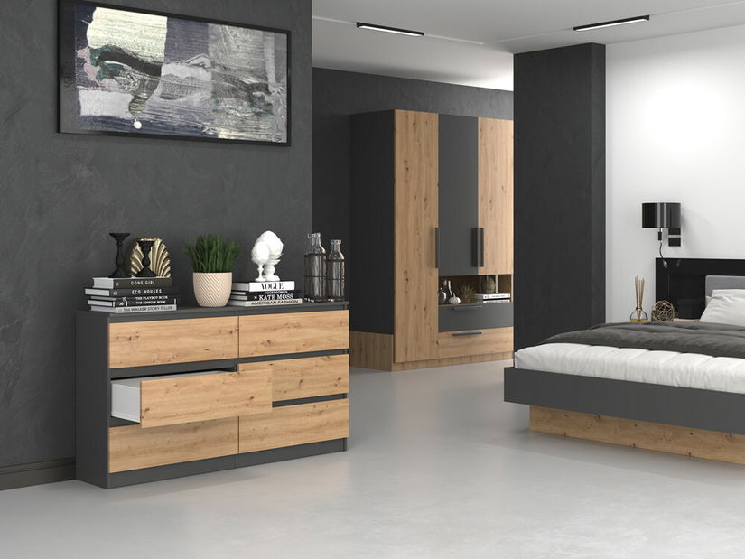 Komoda Musecalo 6 140 (antracit + dub artisan)