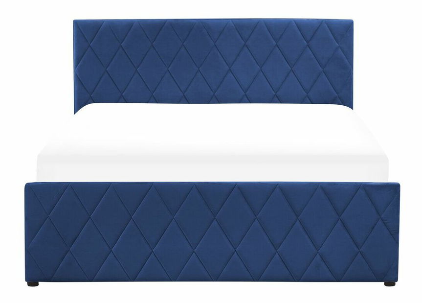 Manželská postel 140 cm Rhett (modrá) (s roštem a úložným prostorem)