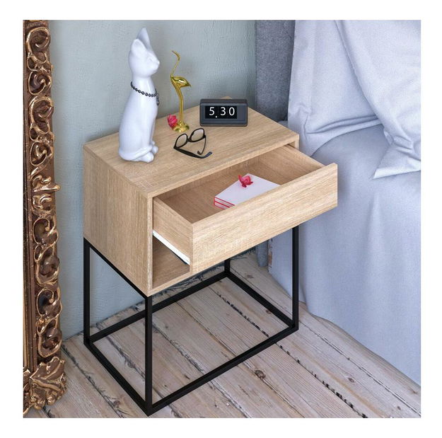 Noční stolek Autor (dub sonoma + černá)