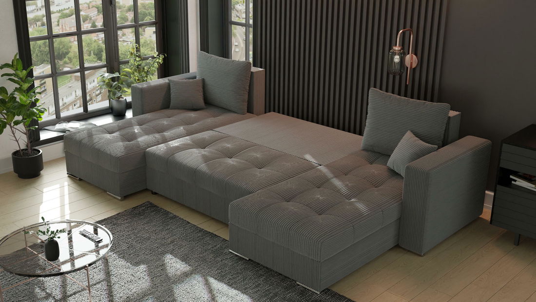 Rohová sedačka Josie U (šedočerná) (L)