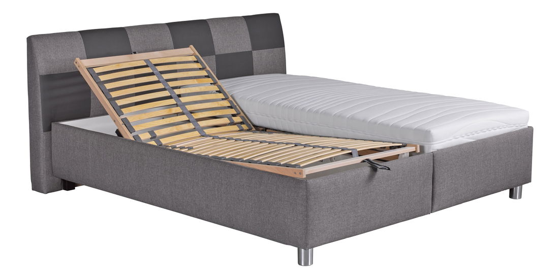 Manželská postel 160 cm Blanár Nice (šedá + vzor Baleri 783-12) (s roštem a matrací Ivana)