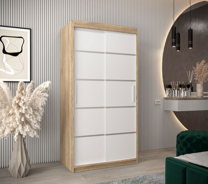 Šatní skříň 100 cm Verika 1 100 (dub sonoma + bílá)