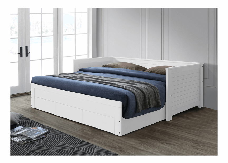 Rozkládací postel Greta (bílá) (s roštem)