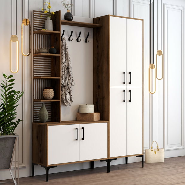 Předsíňová stěna Valery 5 (Ořech + Bílá)