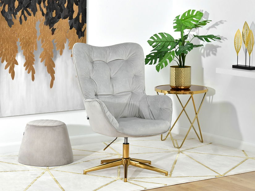 Křeslo Meryl (šedá + zlato)