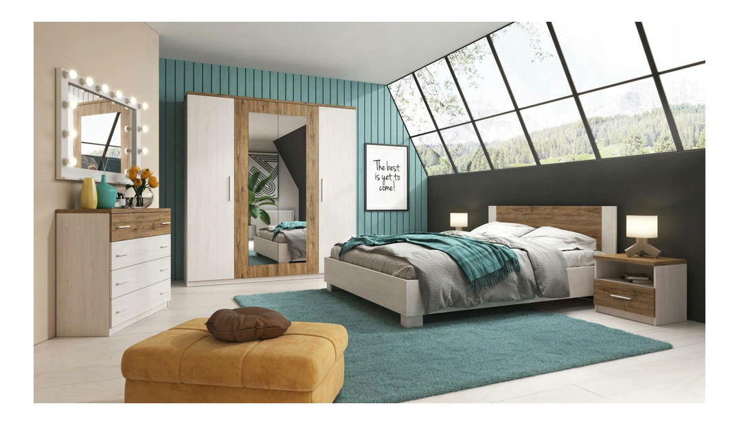 Manželská postel 160 cm Marlon (borovice anderson + dub) (s roštem) *výprodej