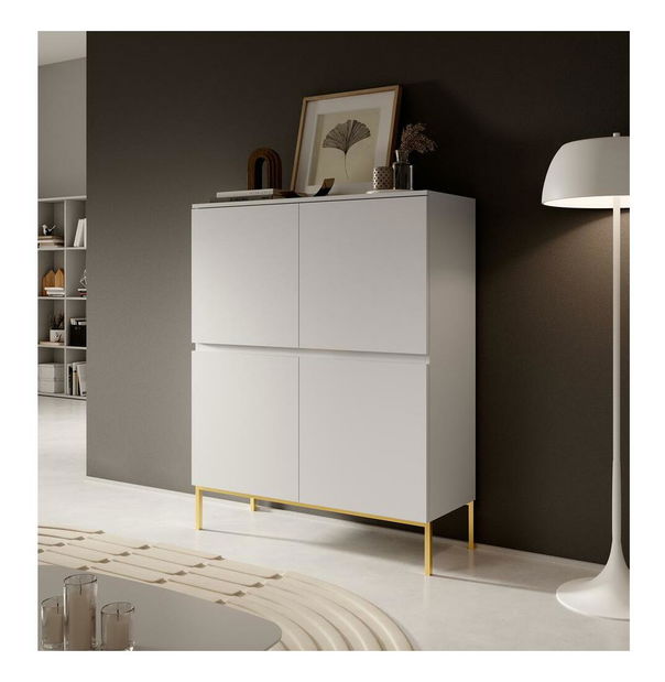 Skříňka Bennasi B1 (bílá + zlatá)