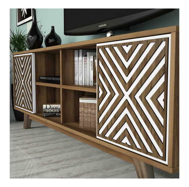 Obývací stěna Ivonne (ořechová + bílá)