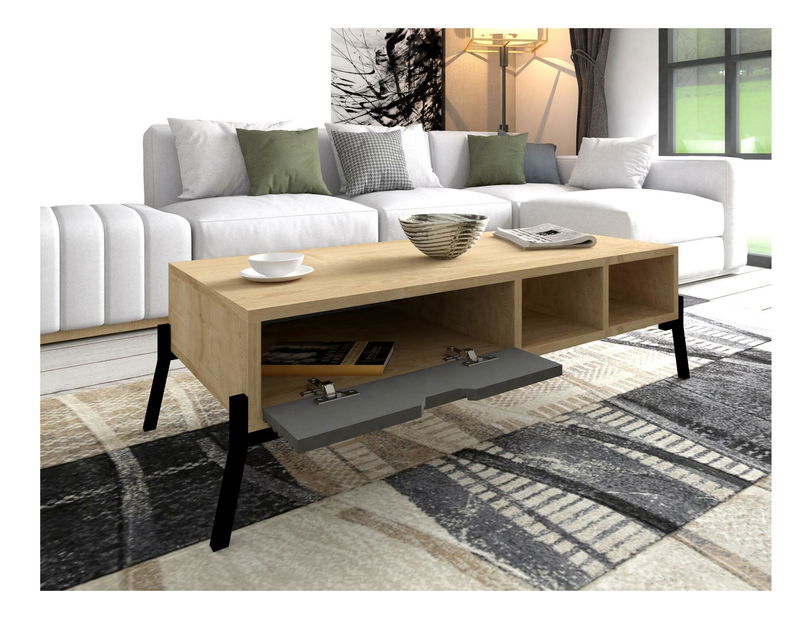 Souprava nábytku do obývacího pokoje Ponusetta (dub safírový + antracit)