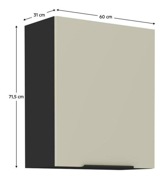 Horní kuchyňská skříňka Arikona 60 G 72 1F (kašmír + černá)