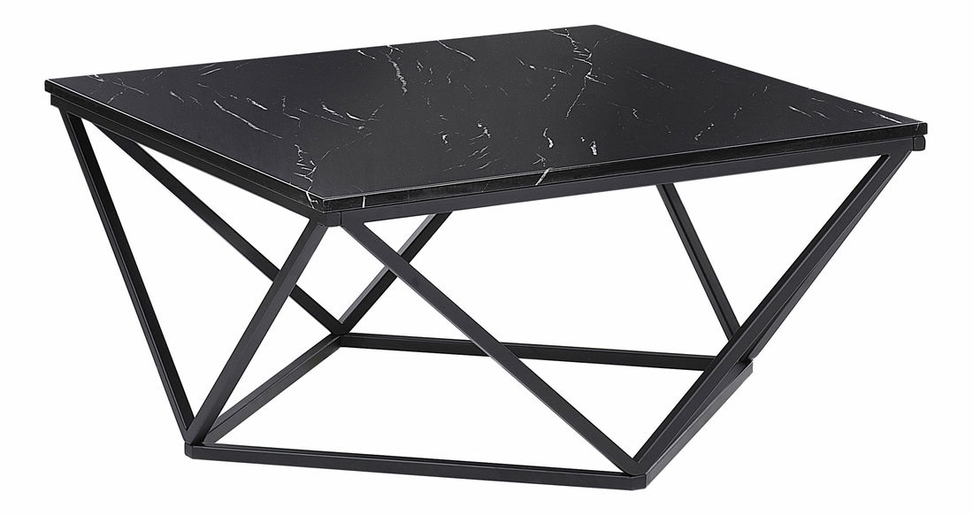 Konferenční stolek Magna (černá) (mramorový efekt)