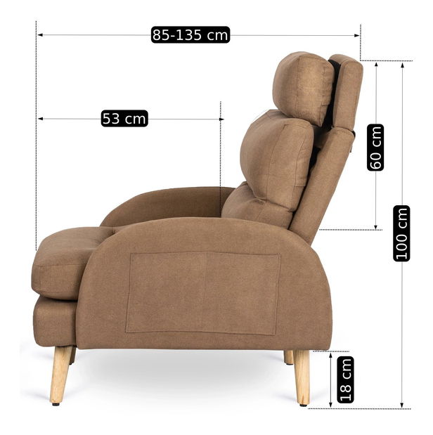 Polohovací křeslo Hondurenas (hnědá) (s taburetkou)