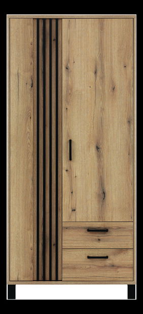 Šatní skříň Neo NE8 (dub evoke + černá matná)