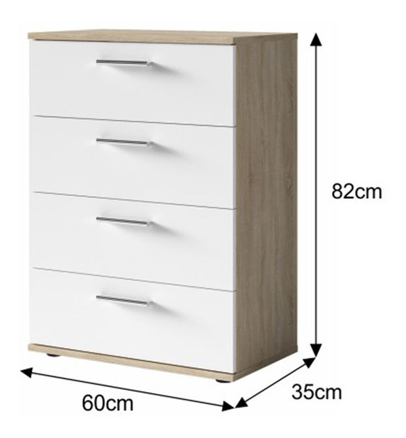 Komoda Mirah typ 4 (dub sonoma + bílá)