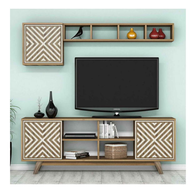 Obývací stěna Ivonne (krémová + ořech)