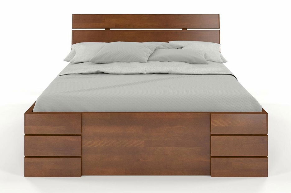 Manželská postel 160 cm Naturlig Lorenskog High Drawers (buk)