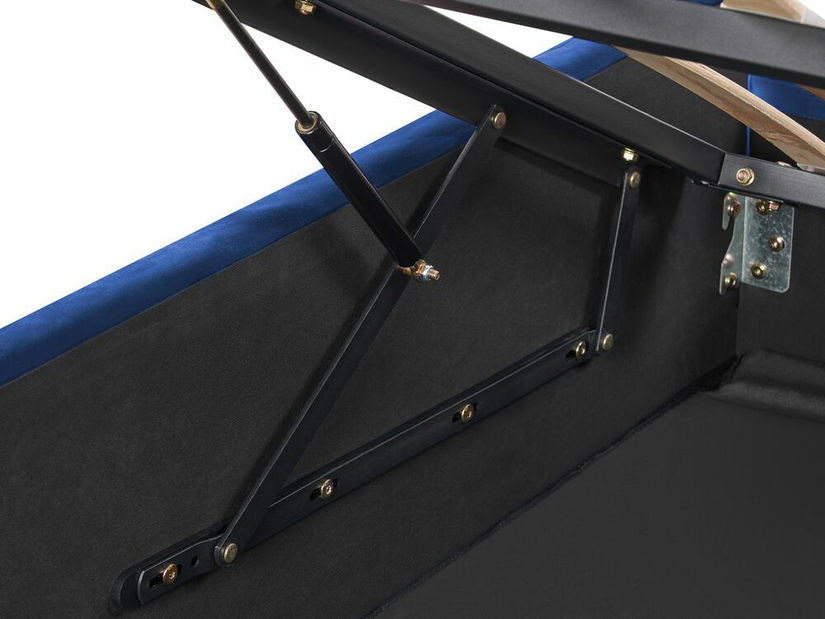 Manželská postel 160 cm Rhett (modrá) (s roštem a úložným prostorem)