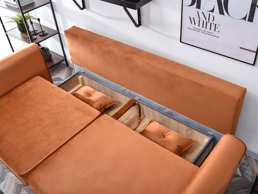 Pohovka dvousedačka Bacteria (měděná + ořech)