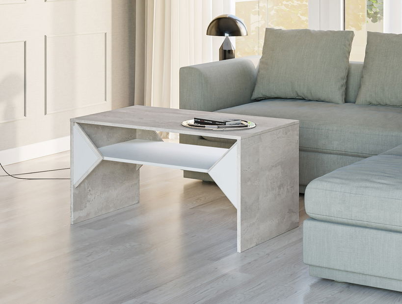 Konferenční stolek Tonfir (světle šedá + lesk bílý)