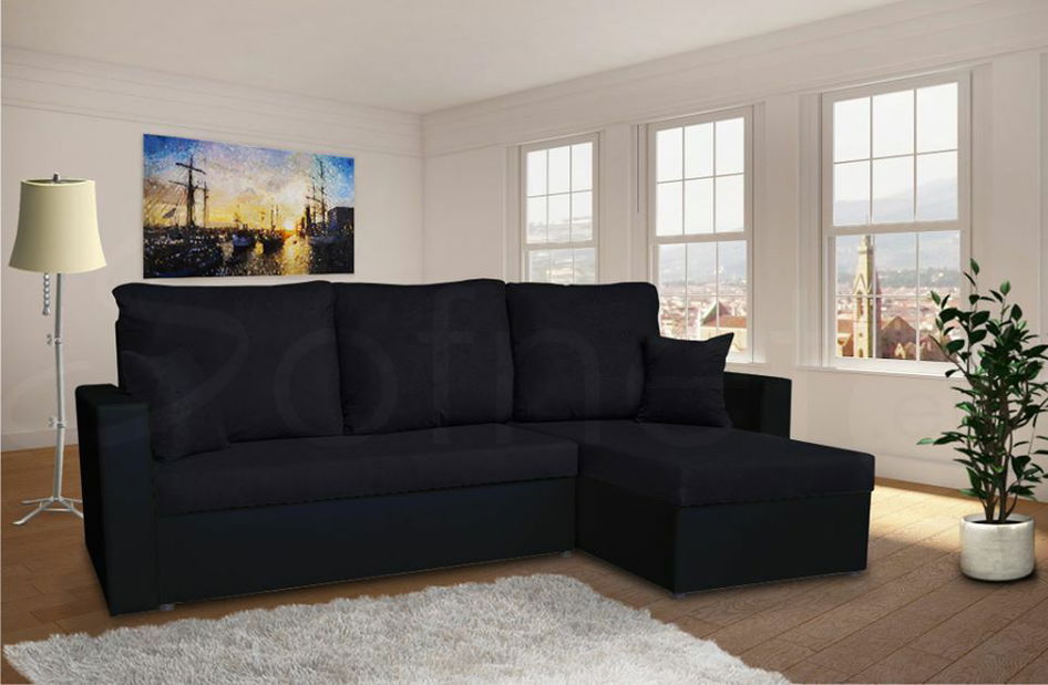 Rohová sedací souprava Parrie (černá) (P)