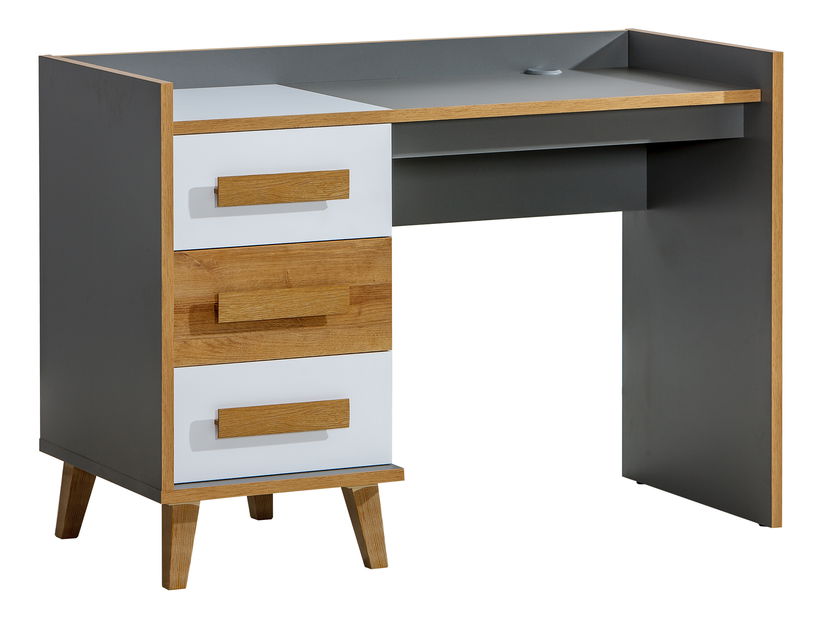 Psací stůl typ W8 Wendy (antracitová + bílá + dub wotan)