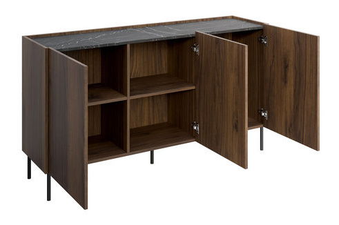 Komoda Anto 200 (ořech warmia + černý mramor)