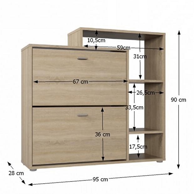Botník (skříňka na boty) Mahai (dub sonoma)