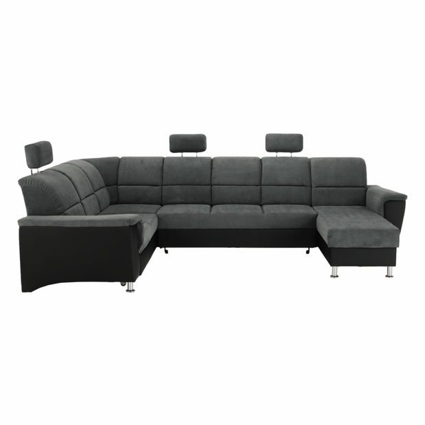 Rohová sedací souprava U Stan (černá + tmavě šedá) (L)