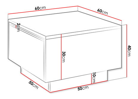 Konferenční stolek Nasonat 60 x 60 (lesk bílý) (s úl. prostorem)
