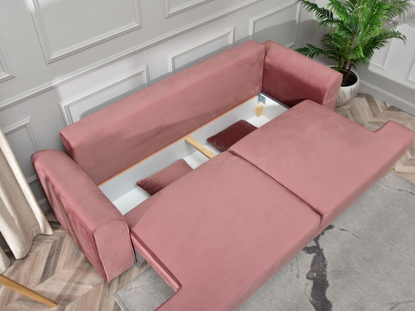 Pohovka trojsedačka Marilyn (pudrová + buk)