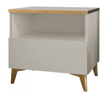 Noční stolek Opuncie 1SZ (béžový lesk + zlatá)