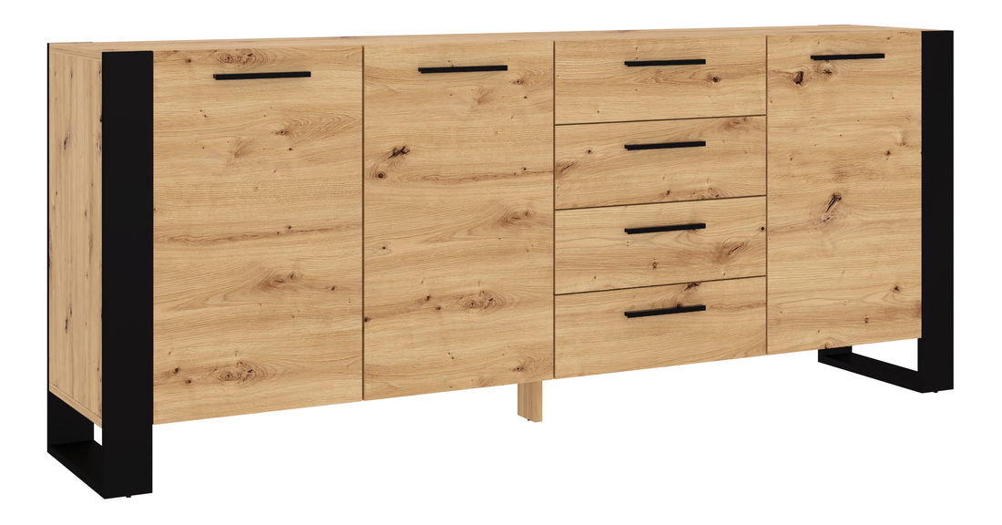 Komoda Nulakka K (dub artisan + matná černá)
