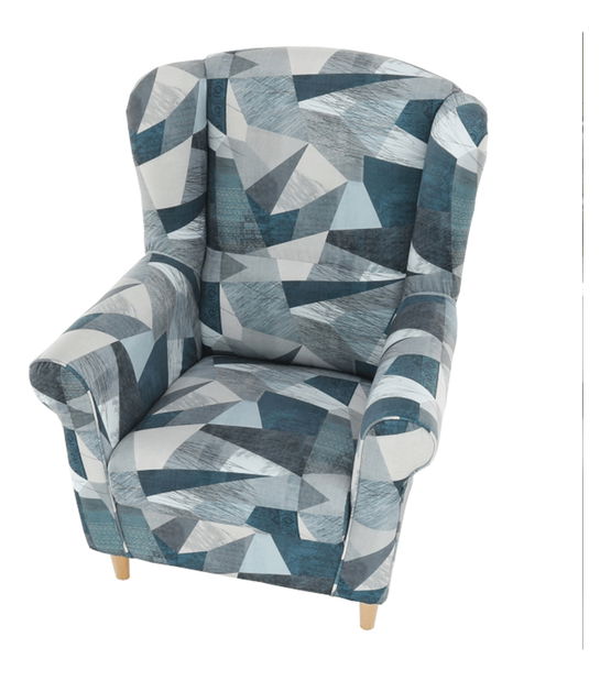 Křeslo ušák Charlie (Holm šedomodrý vzor)